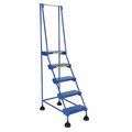 Vestil 82.4375 H Steel Commercial Spring Loaded Rolling Ladder, 5 Steps LAD-5-B-P